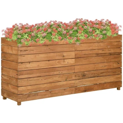 Image of vidaXL Raised Bed 150x40x72 cm Recycled Teak Wood and Steel
