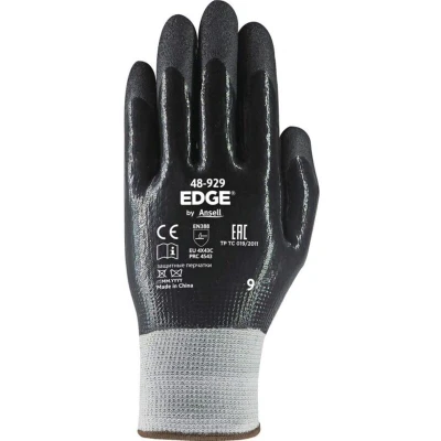 Image of Ansell 48 929 Edge Nitrile Fully Coated Cut C Glove Black Size 10