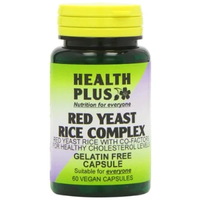 Image of Health Plus Red Yeast Rice Complex Heart and Cholesterol Lowering Supplement Pack of 60 Gelatin Free Capsules