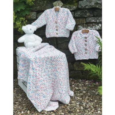 Image of James Brett Flutterby Baby Knitting Pattern Cardigans &amp; Blanket (JB881)
