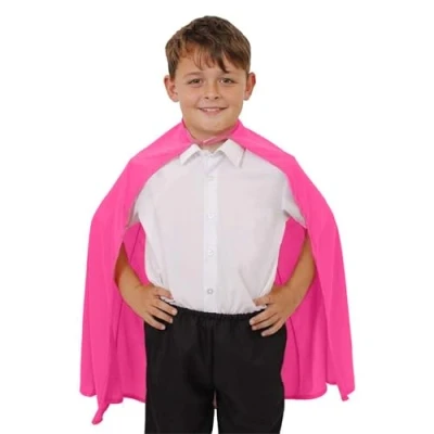 Image of Childs Pink Superhero Cape Fancy Dress Costume Accesssory Perfect for St Patricks Day, Comic Book Characters, Super Villains, Week