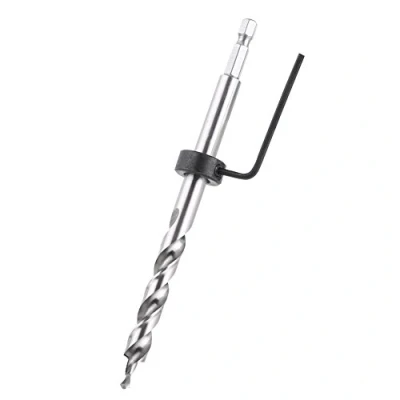 Image of 3/8&quot; Twist Step Drill Bit Hex Shank With Adjustable Depth Stop Collar for Pocket Hole Jig Kit