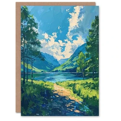 Image of Artery8 Personalised Greeting Card Lake District Windermere Acrylic Landscape Summer For Him Or Her Art Birthday