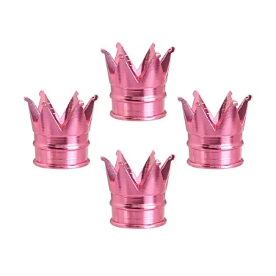 Image of SENZEAL 4Pcs Dust Caps for Car Tyres Crown Tyre Valve Universal Aluminum Alloy Stem Cars Bikes Trucks Motorcycle (Pink)