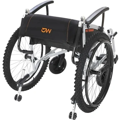 Image of MobiQuip All Terrain, Lightweight, Folding, Manual Self Propelled Aluminium Wheelchair, Quick Release Wheels, Silver Frame, 18 inch Seat.