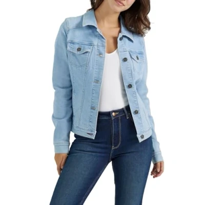 Image of Wrangler Authentics Women&#039;s Stretch Denim Jacket, Light Wash, M