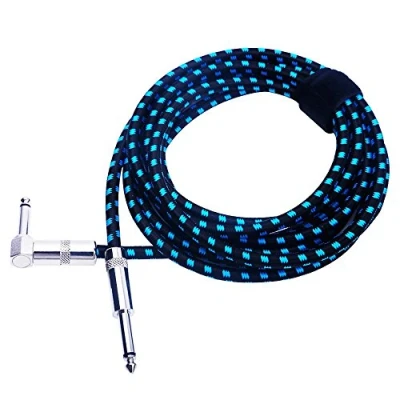 Image of Rayzm Guitar Cable 3 Meters Noiseless Guitar/Bass Cord,1/4&quot; Braided Angled Male Instrument with Tweed Woven Jacket