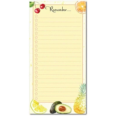 Image of Fruity Watercolour Notepad Non Magnetic Fruits Shopping List/to Do List DL Size (1 x Notepad)