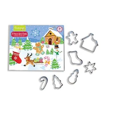 Image of Cooksmart Kids Christmas Cookie Cutter Set, Silver, 8 Piece