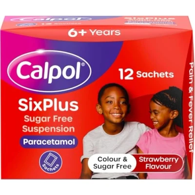 Image of Calpol SixPlus Sugar Free Strawberry Paracetamol Sachets, Pack of 12