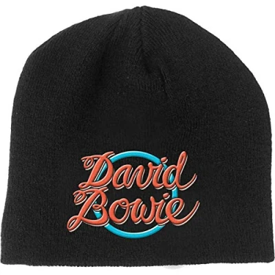 Image of David Bowie Beanie Hat 1978 World Tour Logo Official Black One Size