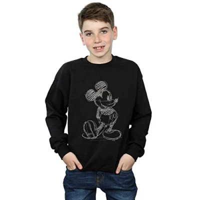 Image of Disney Boys Mickey Mouse Sketch Kick Sweatshirt Black 12 13 Years