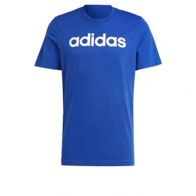 Image of adidas Men&#039;s Essentials Single Jersey Linear Embroidered Logo Tee, Semi Lucid Blue, M