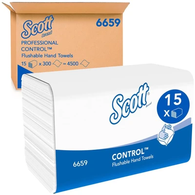 Image of Scott 1 Ply Interfolded Performance Hand Towels 300 Sheets (Pack 15)