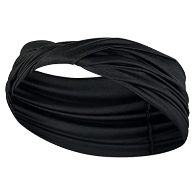 Image of Nike Performance YOGA Headband WIDE Twist Ear warmers, Women&#039;s, Size: One Size, Black/anthracite