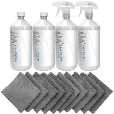 Image of Rokit Williams Racing 4 x 1L Waterless Wash and Wax plus 10 Microfibre cloths
