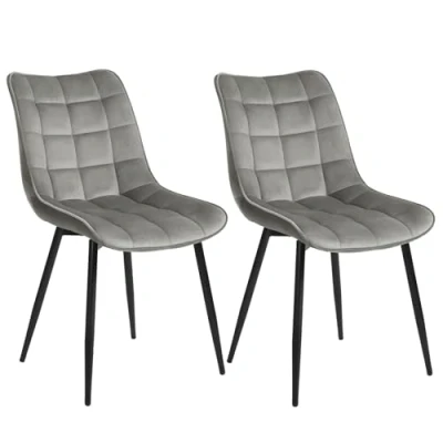 Image of WOLTU Dining Chairs Set of 2 pcs Kitchen Counter Lounge Leisure Living Room Corner Light Grey Velvet Reception with Backrest and Padded Seat