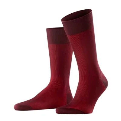 Image of FALKE Men&#039;s Fine Shadow M SO Cotton Patterned 1 Pair Socks, Red (Barolo 8596), 8.5 9.5