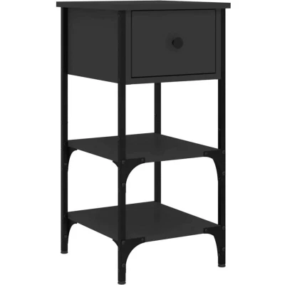 Image of vidaXL Bedside Cabinet Black 34x36x70 cm Engineered Wood