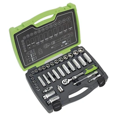 Image of Sealey Premier Socket Set 34pc 3/8&quot;Sq Drive, 6pt WallDrive® Metric