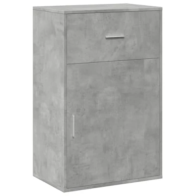 Image of vidaXL Concrete Grey Storage Cabinet Engineered Wood Sideboard with 1 Drawer and 2 Compartments for Bedroom, Office, Living Room, 56.5x39x90cm