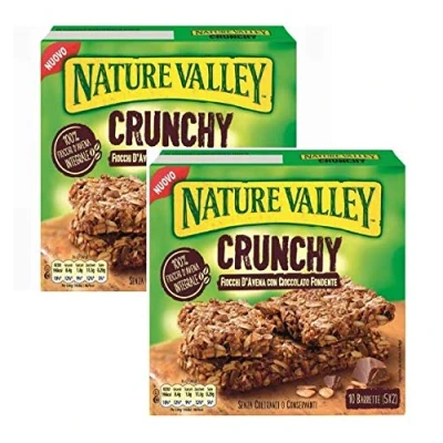 Image of Nature Valley Crispy Bar Oatmeal, Whole Grain and Dark Chocolate Without Dyes Preservatives Naturally Lactose Free Suitable for Vegetarians 2 x 210 g (2 10 Bars)
