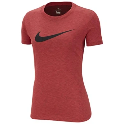 Image of Nike Women&#039;s W NK DRY TEE DFC CREW T Shirt, Ember Glow/Heather/Black, XS
