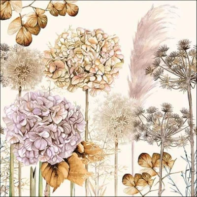 Image of 20 Napkins Flowers Beautiful Dried Table Decoration Paper with Motif Also for Decoupage and 33 x cm