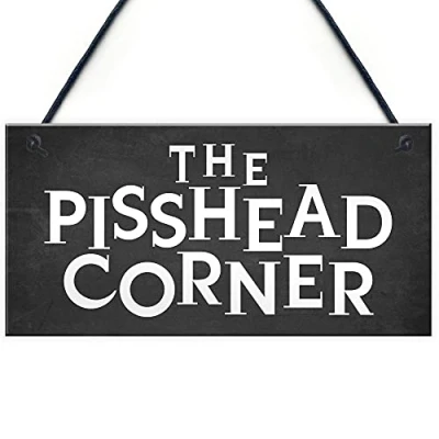 Image of RED OCEAN Funny Home Bar Sign PISS HEAD CORNER Garden Plaque Beer Gin Gift Alcohol