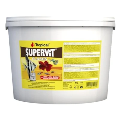 Image of SUPERVIT 11L / 2kg multi ingredient flake food for omnivorous &amp; carnivorous fish (immune support, growth color enhancement)