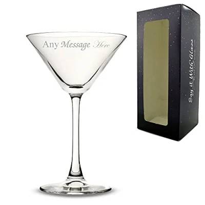 Image of Personalised Engraved Enoteca Martini Glass, Gift Boxed, Personalise with Any Message