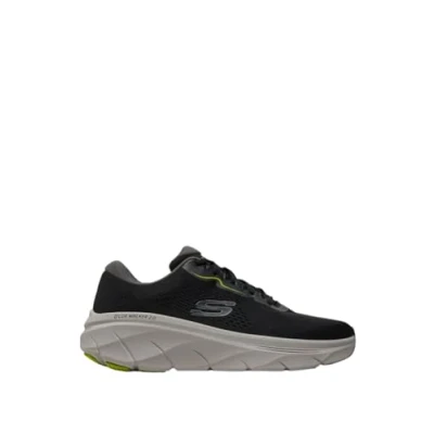 Image of Skechers Men&#039;s D&#039;LUX Walker 2.0 SWAVE Sneaker, Black Engineered Mesh/Synthetic/Lime Trim, 12 UK