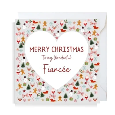 Image of Second Ave Heart Fiancee Square Christmas Xmas Holiday Festive Greetings Card