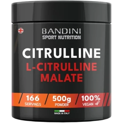 Image of Bandini® Citrulline Malate 2:1 500g Powder 3g Daily Dose 166 Servings L Nitric Oxide Enhancer Pre Workout Supplement for Athletes Unflavoured Essential Amino Acid Vegan