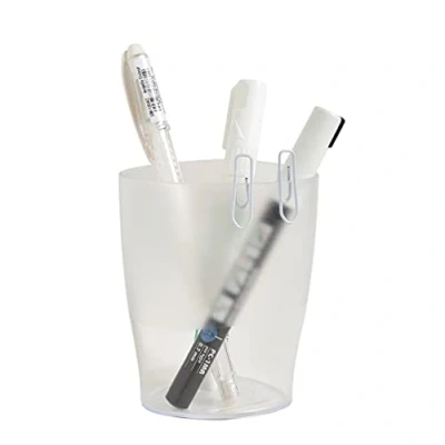 Image of Exacompta Ref 67623D Office Ecopen Pen Pot 60 x 80 95mm in Size, Single Compartment Design Suitable for Organising Pens, Pencils &amp; Accessories Clear