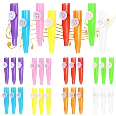 Image of 24 Pcs Kazoos Musical Instruments, Multipack Kazoo Game, Plastic Kazoos, Good Companion for Guitar, Ukulele, Violin and Keyboard Gift Prize Party Favors