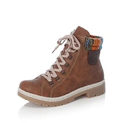 Image of Rieker Women Ankle Boots Y9430, Ladies Lace up Boot,Boot,Half Boot,lace Bootie,Transition Shoe,Brown (Braun / 22),42 EU 8 UK