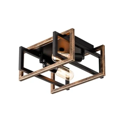 Image of Luling 2 Light Ceiling Adjustable Socket, 29CM Flush Mount Lighting Fixture, Bronze Finish for Hallway, Bedroom,Dining Room.