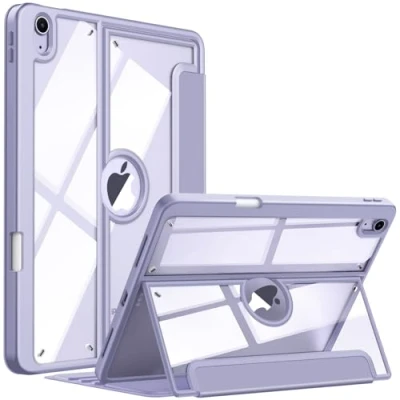 Image of FINTIE Case for iPad Air 11 inch M2 (2024), 5th Generation (2022) / 4th (2020) Multiple Angles Viewing Shockproof Clear Cover with Pencil Holder, Lilac Purple