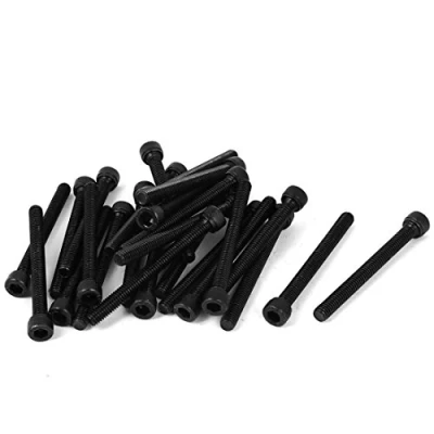 Image of Sourcingmap M6 x 70mm Carbon Steel Full Thread Hex Socket Cap Head Screws Bolts Black 25 Pcs