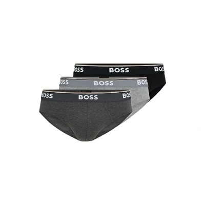 Image of BOSS Men&#039;s 3 Pack Classic Regular Fit Stretch Briefs, Gray/Charcoal/Black, XL (Pack of 3)