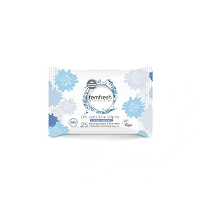 Image of Femfresh Intimate Skincare 0% Sensitive Hypoallergenic Wipes, Pack of 25