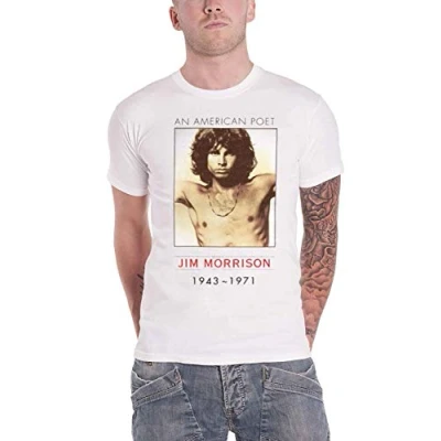 Image of The Doors T Shirt Jim Morrison American Poet Official Mens White L