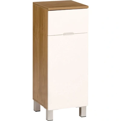 Image of Premier Housewares Floorstanding Cabinet with Oak Effect/High Gloss, 78 x 30 cm White