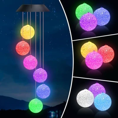 Image of Yoeege LED Solar Wind Chimes Light for Garden, Outdoor Hanging Lights A