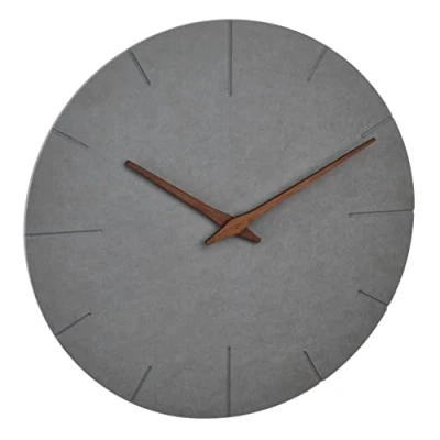 Image of TFA Dostmann Modern Concrete Look Wall Clock 60.3071.10 with Silent MDF Movement, Stylish Decoration for The Home, Analogue, Grey, Engineered Wood, Gray, (L) 297 x (B) 45 (H) mm