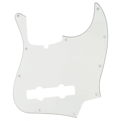 Image of Musiclily Pro 5 String 10 Hole Contemporary J Bass Pickguard for Fender American Jazz Bass, 3Ply Parchment