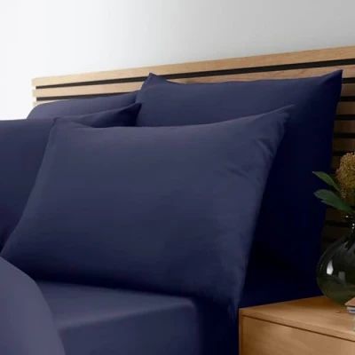 Image of Catherine Lansfield So Soft Easy Iron Standard Pillowcase Pack of 4 Navy Blue