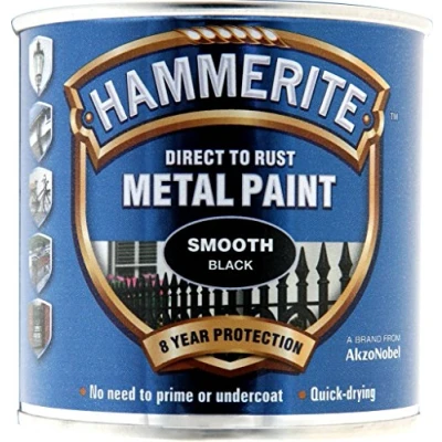 Image of Hammerite Metal Paint Smooth 250ml Black (313933)