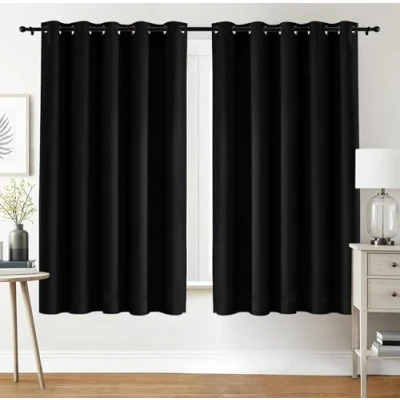 Image of Utopia Bedding Blackout Curtains Grommet Thermal 2 Panels Drapes [Black, 66 x 72 Inches] Sound Insulated Curtain for Bedroom and Living Room (167x183 cm)
